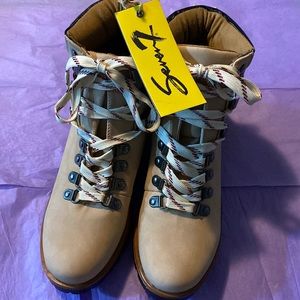 Seven7 Women’s Runyon Hiker Ankle Boots Contrast Lace Booties Stone Size 8 New